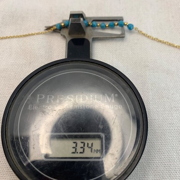 Gold Over Sterling Silver 925 Necklace w/ Turquoise Gold Bead Sections 36" Long - Picture 7 of 11